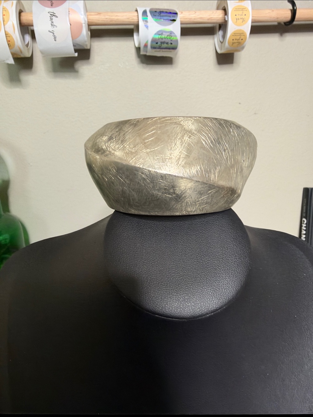 Brushed Metallic Cuff Chunky Statement Bracelet - Silver Finish